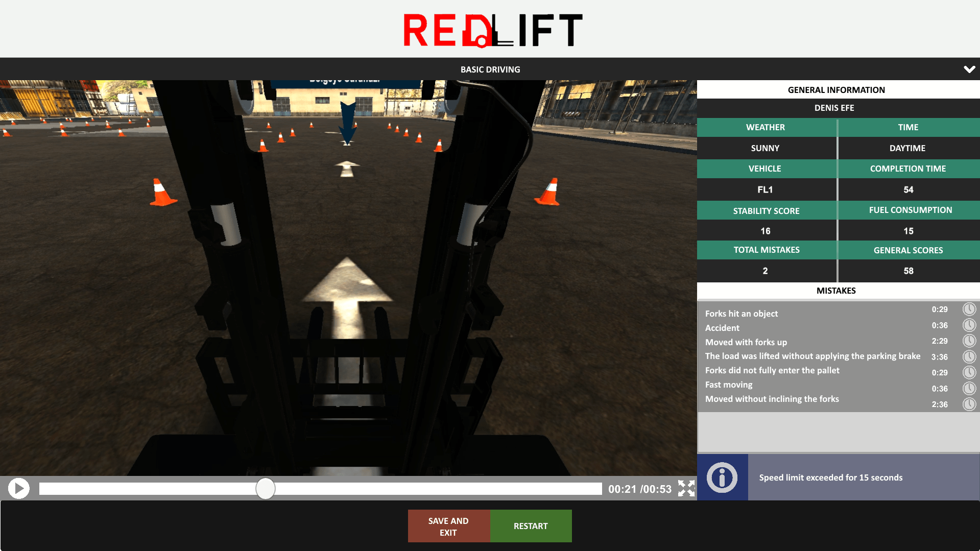 Forklift Analysis Screen